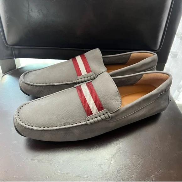 New! BALLY Logo Pearce Suede Leather Moccasin Driving Loafers - Picture 3 of 8